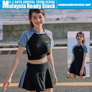 [H.BEAUTY]swimsuit woman women swimming suit 泳衣女 short sleeve swimming suit woman 2 Piece swimwear w