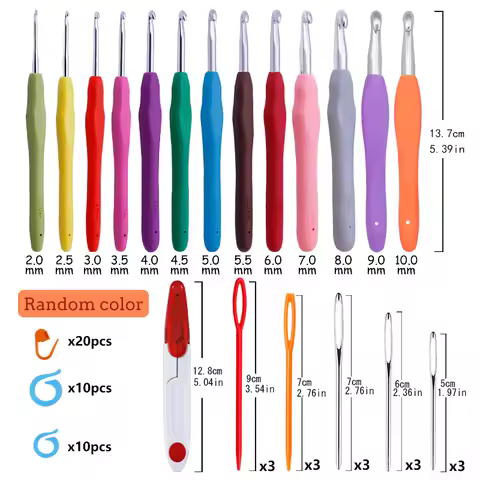 KRABALL Knit Crochet Hook Kit Knitting Needles Set With Bag,Steel Large Eye Blunt Needle,Markers,DIY