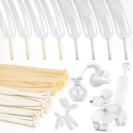 Labeol 200pcs 260 Balloons, Long White Clear Balloons String for Balloon Arch Twisting Balloon Garla