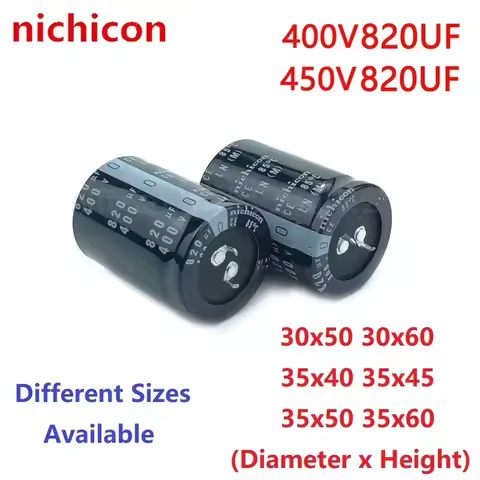 2Pcs/Lot Nichicon 820uF 400V 820uF 450V 400v820uf 450V820UF 30X50/60 35X40/45/50/60 Snap-in PSU Capa