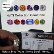 Natural Blue Topaz (Swiss Blue) | Batu Permata Mulia Asli | Sudah Sertifikat / Memo Lab GLI | Cincin