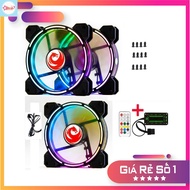 (HCM) M20 - Bộ 3 Fan led rgb quạt tản nhiệt fan case 12 cm Quạt LED RGB Fan V9 -Kèm hub và remote ví