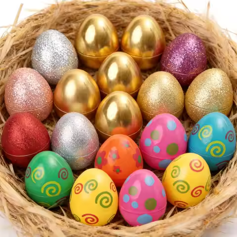 1/5x Easter Fillable Eggs Colorful Empty Shell Reusable DIY Simulated Refillable Egg Gift Boxes Part