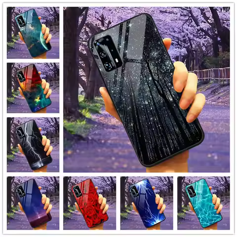 For Huawei P40 Lite / P40Pro Case P 40 Tempered Glass Starry Marble Hard Back Cover for Huawei P40 P