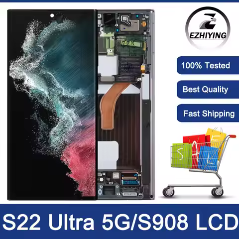 6.8'' Super Amoled LCD For Samsung Galaxy S22 Ultra LCD Display S908 S908B Touch Screen Digitizer S2