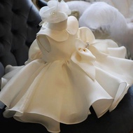 Elegant White Baby Kids Dress Gown for Baptismal Christening Birthday Girl