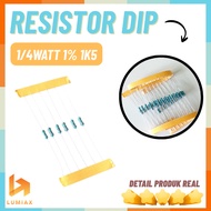 10Pcs Resistor 1K5 ohm metal film 1/4watt 1% 1.5 kilo 1.5 kilo ohm