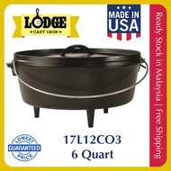 🔥In Stock🔥 6 Quart LODGE Cast Iron Camp Dutch Oven, 17L12CO3 | 💯% Authentic