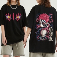 T-shirt anime Demon Slayer Akaza Eye, T-shirt manga lengan pendek Demon Slayer