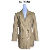 Valen💕tino เสื้อเบลเซอร์หญิงผ้าลินินสีน้ำตาล