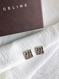 【VintageShop solo 日本直送中古包專賣店】CELINE 賽琳 耳環 銀色 標誌 vintage 古著 old iudp3b