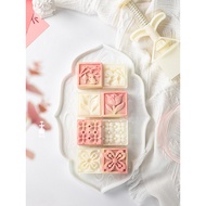 月餅模具 mooncake mould 25g 50g Yutu Flower Mooncake Mould Square Hand Mold Pastry Mould Guochao Phoenix