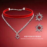 Beer Festival Edelweiss Necklace Light Luxury High-End Feeling Love Heart Diamond-Studded Melade Sty