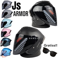 Js Armor Solid Glossy Black Helmet | Single Visor Iridium Smoke Clear Motorcycle SNI Cheap