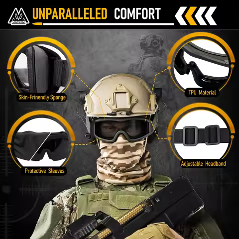 Vozapow Professional Shooting Goggles Anti Fog ANSI Z87.1 Safety Airsoft Tactical Glasses Motorcycle