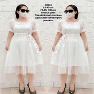 PUTIH 40824/women's Dress Teenage White Tule Import/Party Dress Velvet
