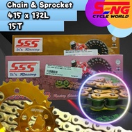 [ Gold ] 415x132L CHAIN YAMAHA RXZ AY15 FZ150 Y16 SSS/SRS & 15T SPROCKET SET  SPROCKET COMBO