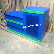 MEJA KASIR FULL DUCO PUTIH LIS BIRU BCA -retrosale