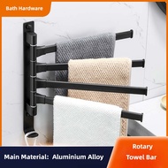 Black Towel Rack Rotating Towel Bar Space Aluminium Activity Towel Rack Wall-hung Punching-free Bathroom Storage Rack