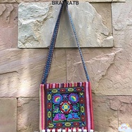 BRABRAA Message Bag, Hmong Tribal Ethnic Fashion Women Shoulder Bag, Embroidery Tapestry Vintage Tas