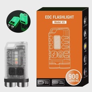 BORUiT V3 UV LED EDC Keychain Flashlight Type-C Rechargeable Work Light Torch with Magnet Waterproof