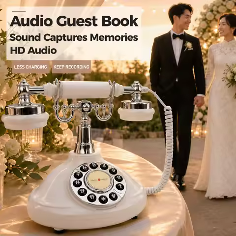 32G Vintage Wedding Audio Guest Book Telephone Voice Message Recorder for Party Guests Wishes Keepsa