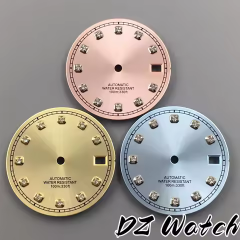 DZ Blue Pink Green Gold 29mm Dial Fit NH35 Movement 3 O'clock Crown Silver Gold Rose Gold Diamond In