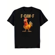 COD 2026 Men's Funny F-Caw-F Cock Dance T-Shirt-Black with Yellow F-Caw-F Letter and Cock Pattern-CO