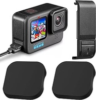 Hero 9/10 Aluminum Alloy Removable Battery Case Cover Fit for GoPro Hero 10 Black, 2 * Gopro 9/10 Lens Caps, Removable Battery Cover to Protect Type-C Charging Port Adapter Vlog Accessories