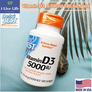 Vitamin D3 วิตามินดีสาม 5,000IU 180 Softgels - Doctor's Best #D-3 D 3