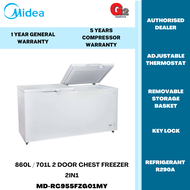 MIDEA 2 DOOR CHEST FREEZER 2 IN 1 [GROSS 860L / NET 701L] MD-RC955FZG01MY - MIDEA WARRANTY MALAYSIA