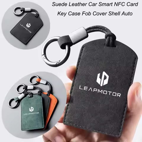 Suede Leather Car NFC Card Key Cover Fob Case Protector Holder Shell Auto Keychain For Leapmotor C10