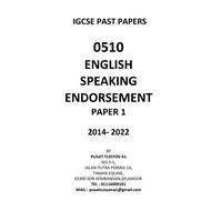 IGCSE PAST PAPER ENGLISH 2ND LANGUAGE SPEAKING ENDORSEMENT 0510 [YEAR SELECTION] [2014 - 2022]