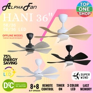 Alpha Fan | HANI 5B / HANI 5B LED 36 inches DC Motor 5 ABS Blades 8 + 8 F/R Speed Ceiling Fan