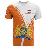 Fashion 3D Netherlands National Flag Print T Shirt For Men Summer National Emblem T-Shirts Casual O-