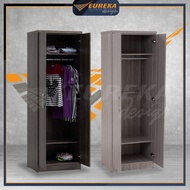 EUREKA Wardrobe 2 Door Hanging Clothes Storage Modern Minimal Wood / Almari Baju DUBLIN
