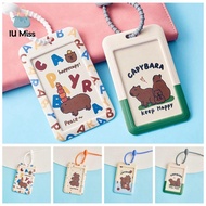 IU MISS Cartoon Animal Capybara Card Holder Letter Plastic Capybara Photocard Holder Cute with Lanyard Capybara Bus Card Cover Students/Girls