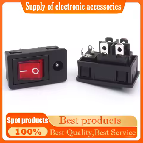 DC5521 two-in-one socket +KCD1 switch double snap-on 5A12V connector female socket with wire DC powe