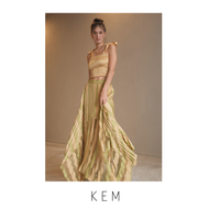 Skirt - Yellow tulle กระโปรงเอวยางยืดผ้าพลิ้ว