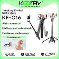 Koorfly C16 Selfie Stick Tripod 360° Face Tracking Recognition With Remote For Travel Shooting / Liv