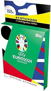 Topps Official Euro 2024 Sticker Collection - Eco Pack - Contains 41 Euro 2024 Stickers Plus 1 Gold