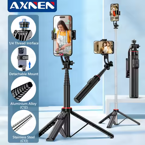 AXNEN Mobile Phone Tripod C12/C13 Tipods for Cellphone Gopro Action Camera, 1325mm Stand with Wirele