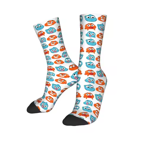 Happy Funny Male Men Socks Harajuku Gumballs & Darwin Faces Features Sock Polyester Skateboard Women