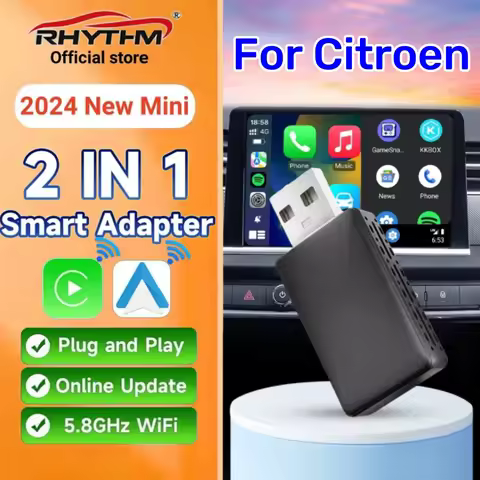 2024 NEW Mini 2in1 Ai Box Rhythm Wireless Carplay Adapter Android Auto Wireless For Citroen C3 C5 C5