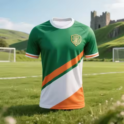 Fashion Ireland Flag Football Jersey Summer Trend O Neck 3D National Emblem Printed Sports T Shirt C