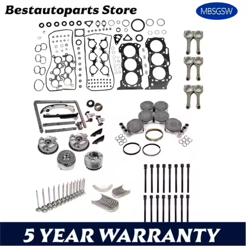 Engine Rebuild Timing Chain VVT Kit Full Gasket Piston Connecting Rod Bearing Fit 3.5 L 2GR-FE For 0