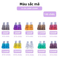 100 Chiếc Cầu Chì Dạng Lưỡi Tiêu Chuẩn Cấu Hình Thấp 2A-40A Dành Cho Ô Tô Thuyền Xe Tải SUV - Cầu Ch