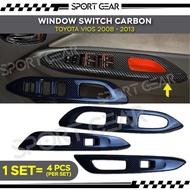 Car carbon fiber window switch panel frame garnish accessories Toyota Vios 2008 - 2014