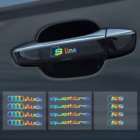 4PCS For Audi Sline Quattro RS TT A4 A5 A6 A7 A8 Q6 Q7 Car Logo Door Handle Wiper Rearview Mirror St