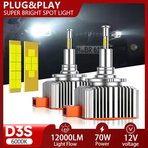 2PCS D3S D1S LED Headlight Bulbs 360° 70W 900% Brighter 32 CSP Chips Canbus Error Free Plug&Play 600